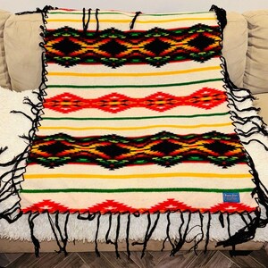Manta reversible de lana con flecos Chief Joseph de 32 x 42 de PENDLETON Beaver State, años 60 imagen 2