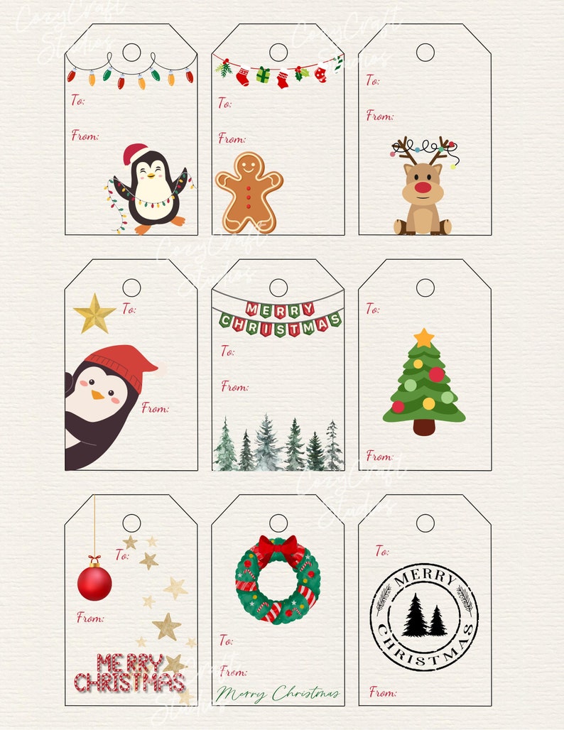 Printable Christmas Tags for Presents Etsy