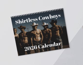 上半身裸のカウボーイ 2026年 壁掛けカレンダー 西部劇テーマ クリスマス 変なギャグ ギフト シークレットサンタ