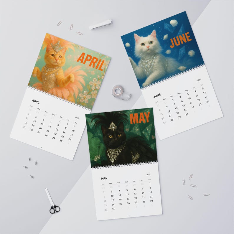 Cute Pet 2027 Wall Calendar Life of a Showcat - Cat Lovers Humor Cat Mom Gift Glam Cat image 11