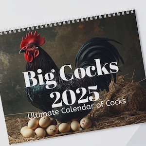 BIG Cocks - some black, 2025 Wall Calendar, Christmas Gift, white elephant gift for Adults, Gift for Him, Funny Gift, Gag Gift Mens gifts&quot;
