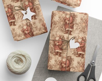 Gift Wrap, Vintage Christmas Toile Gift Wrap, Holiday Wrapping Paper, Xmas Victorian Roll, Christmas Wrapping Paper, Gift Wrap Paper