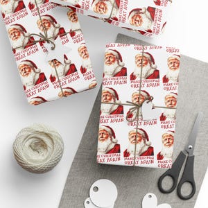 Christmas Trump Wrapping Papers, Make Christmas Great Again, Festive Gift Wrap, Holiday Present Decor, Xmas Packaging, White elephant gift image 6
