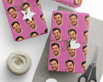 Personalized Wrapping Paper, Funny Gift for Boyfriend, Custom Face Print Gift Wrapping Paper, Unique Birthday Wrap, Gift for Girlfriend