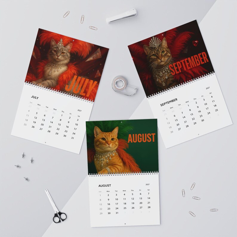 Cute Pet 2027 Wall Calendar Life of a Showcat - Cat Lovers Humor Cat Mom Gift Glam Cat image 6