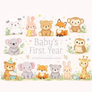 Väggkalender för barnets första år, odaterad, 20 x 28 cm, milstolpskalender för nyfödda, present till mamma, babyshower-minne, barnrumsdekoration
