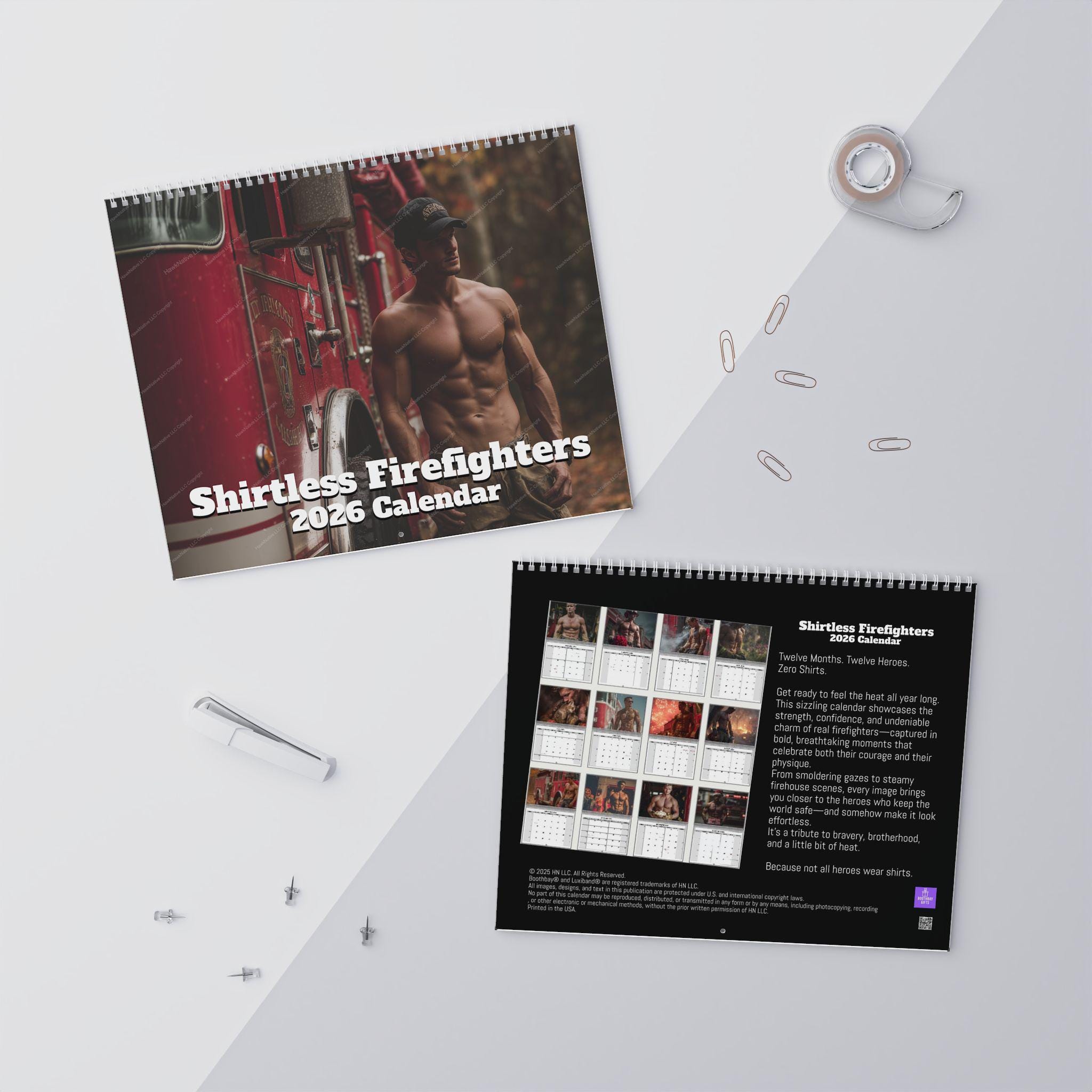 Shirtless Firefighter 2026 Calendar | Gag Gift Secret Santa First