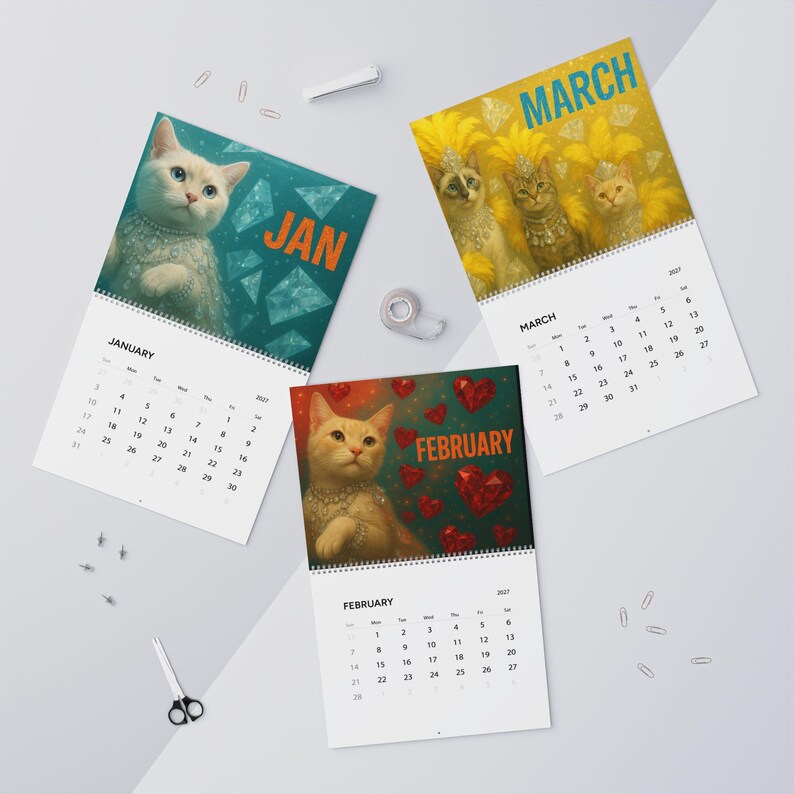 Cute Pet 2027 Wall Calendar Life of a Showcat - Cat Lovers Humor Cat Mom Gift Glam Cat image 10