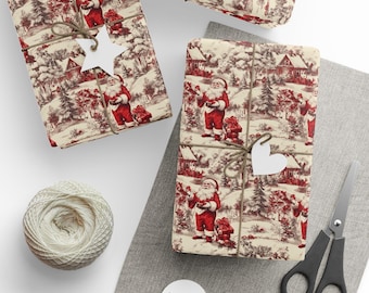 Vintage Christmas Toile Gift Wrap Santa Holiday Gift Wrapping Paper Christmas Gift Wrap Xmas Christmas Vintage Wrapping Paper Roll Victorian