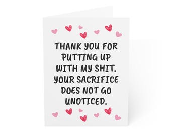 Funny Anniversary Card: Sarcastic Love Greeting Card