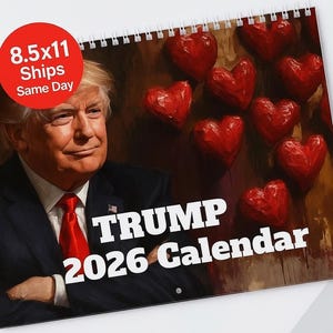 Calendario de pared Trump 2026, regalo divertido, regalo de broma, regalo de revista, regalo divertido para él, para ella, intercambio yanqui, 8.5 x 11, entrega de Navidad, regalos de último minuto
