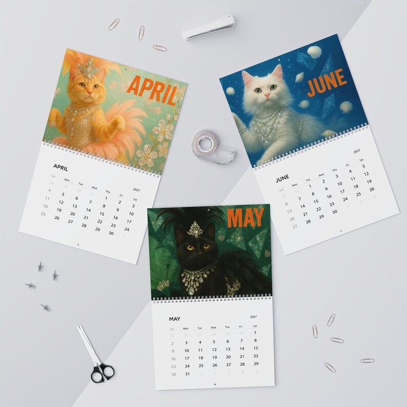 Cute Pet 2027 Wall Calendar Life of a Showcat - Cat Lovers Humor Cat Mom Gift Glam Cat image 5