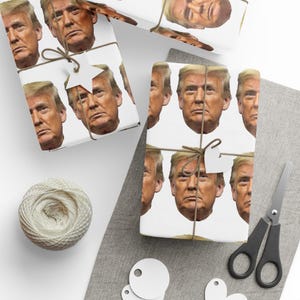 Birthday Father's Day Wrapping Papers, Holiday Gift Wrap, Trump Gag Funny Paper, White Elephant Gifts, Men Gifts for Him Her image 1