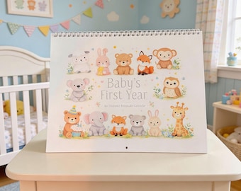 Baby Milestone Calendar: Monthly Tracker and First Year Keepsake (Undated, 8.5x11") Baby Shower Gift new mom gift