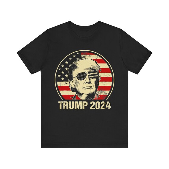 Donald Trump 2024 American Flag Vintage Style T-Shirt - MAGA Tee, Men's S-4XL