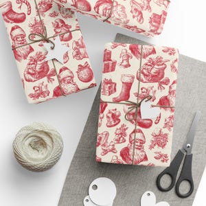 Vintage Christmas Toile Gift Wrap Holiday Gift Wrapping Paper Roll Christmas Gift Wrap Xmas Christmas Vintage Victorian Roll Gift Wrap Paper