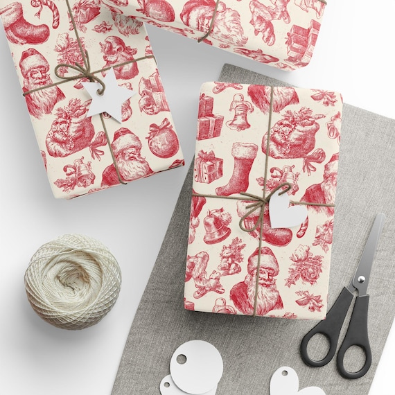 Vintage Christmas Toile Gift Wrap Holiday Gift Wrapping Paper Roll Christmas Gift Wrap Xmas Christmas Vintage Victorian Roll Gift Wrap Paper