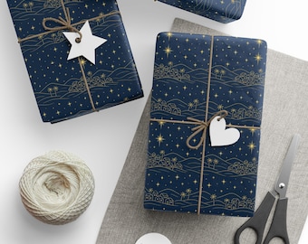 Christian Christmas Wrapping Paper | Bethlehem Night Nativity Scene Gift Wrap | Faith-Inspired Holiday Gift Wrap
