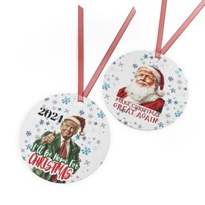 Funny Trump Gift Santa Christmas Ornament - Funny Gag Gift, Hilarious Political Decor, Trump Supporter Holiday Gift, White Elephant