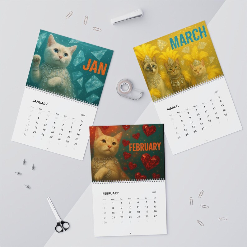Cute Pet 2027 Wall Calendar Life of a Showcat - Cat Lovers Humor Cat Mom Gift Glam Cat image 4