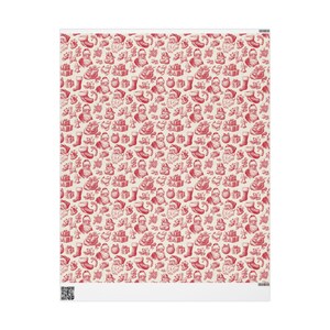 Papel de regalo navideño vintage Toile, rollo de papel para envolver regalos navideños, papel para envolver regalos navideños, papel para envolver regalos navideños, papel para envolver regalos vintage victoriano imagen 2