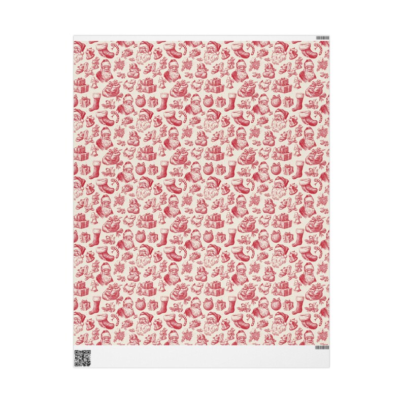 Papel de regalo navideño vintage Toile, rollo de papel para envolver regalos navideños, papel para envolver regalos navideños, papel para envolver regalos navideños, papel para envolver regalos vintage victoriano imagen 2