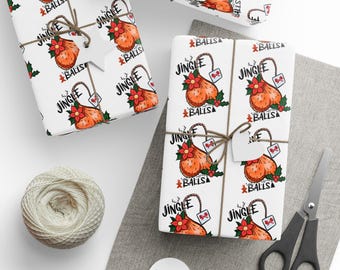 Christmas Wrapping Papers Jingle Balls Holiday Gift Wrap, Funny Gift Wrap, Gag Gift Wrap, Gift For Him, White Elephant Gift