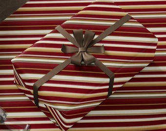 Classic Red Striped Christmas Wrapping Paper. Vintage Striped Holiday Gift Wrap. Elegant Christmas Gift Wrap. Traditional Retro Gift Wrap
