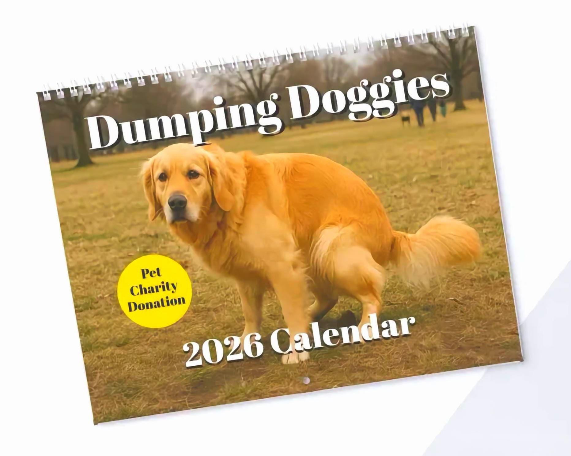 2026年 犬用壁掛けカレンダー 面白いうんち犬のギフト 彼 お父さん