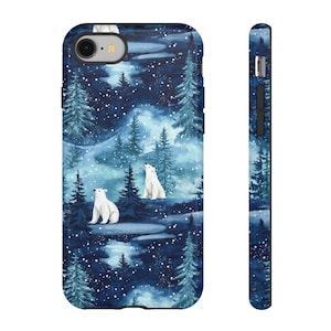 Polar Bear Phone Case - Arctic Winter Wonderland Design - iPhone 16, 15, 14, Samsung S24, S23, S22 - Polar Bear Holiday Scene