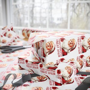 Christmas Trump Wrapping Papers, Make Christmas Great Again, Festive Gift Wrap, Holiday Present Decor, Xmas Packaging, White elephant gift image 4