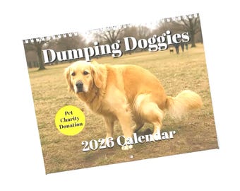 Pooping Dogs 2026 Calendar, White Elephant Gag Gift Exchange or Yankee Swap