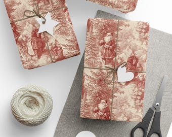 Vintage Christmas Toile Gift Wrap Holiday Gift Wrapping Paper Christmas Gift Wrap Xmas Christmas Vintage Wrapping Paper Roll Gift Wrap Paper