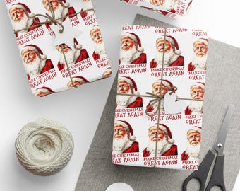 Christmas Trump Wrapping Papers, Make Christmas Great Again, Festive Gift Wrap, Holiday Present Decor, Xmas Packaging, White elephant gift