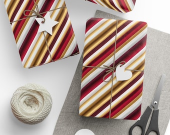Vintage Christmas Wrapping Paper Roll Holiday Gift Wrap Elegant Christmas Gift Wrap Seasonal Gift Wrap Classic Christmas Paper Stripes