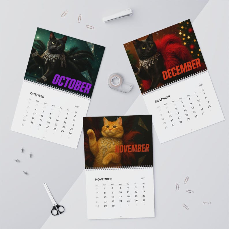Cute Pet 2027 Wall Calendar Life of a Showcat - Cat Lovers Humor Cat Mom Gift Glam Cat image 7