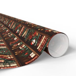 Vintage Christmas Bookish Wrapping Papers, Holiday Book Lover Gift Wrap, Literary Themed Present Wrap, Bookworm Christmas Decor, Book Nerd image 3