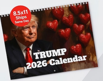 Christmas Gift Trump 2026 Calendar Funny Calendar Gift Mega fan Gets White Elephant secret santa 8.5x 11 Last Minute Gifts