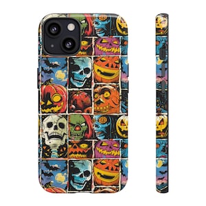 Halloween Phone Case, Spooky Collage Horror Goth Aesthetic Cover For iPhone 16 Pro, 14, 15, 13, Samsung S25 S24 S23 Google Pixel 9 8 7