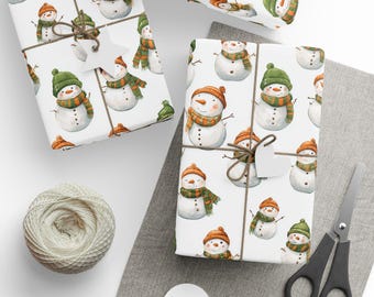 Snowman Christmas Wrapping Paper - Holiday Gift Wrap, Festive Present Paper, Cute Xmas Wrapping Sheets, Seasonal Gift Packaging, Christmas