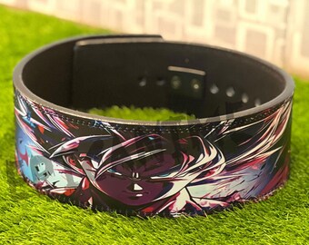 Goku Anime Leather Gym Belt: Custom Powerlifting Lever Belt