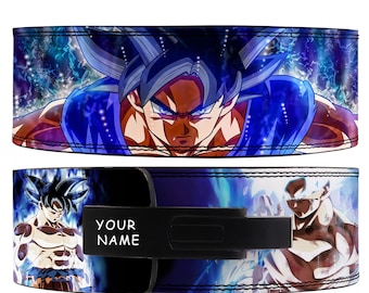 Goku Anime Leather Gym Belt: Custom Powerlifting Lever Belt