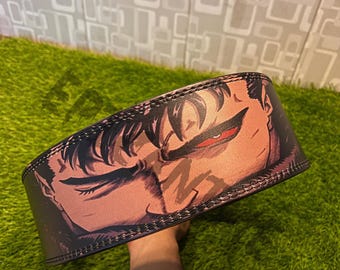 Berserk Anime Leather Powerlifting Belt: Custom Gym & Deadlifting