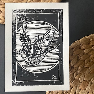 Swallow Linocut Print