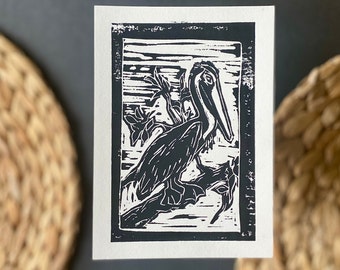 Pelican Linocut Print