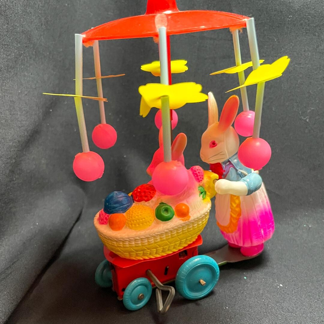 Vintage 1950s Made in Japan Celluloid Mama Rabbit Pushing Baby Rabbit ...