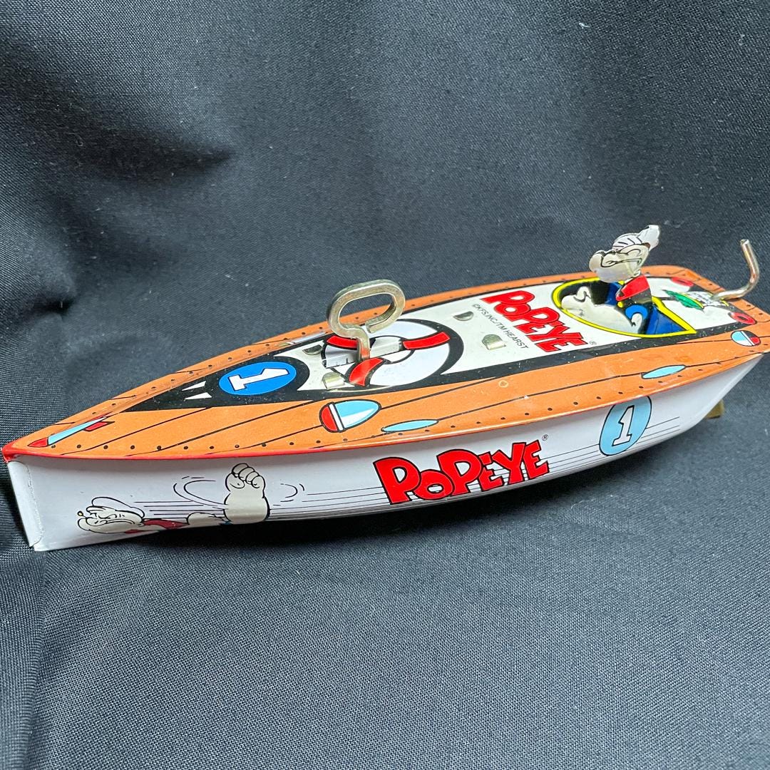 1996 Reproduction of Vintage Popeye Wind-up Tin Speedboat - Etsy