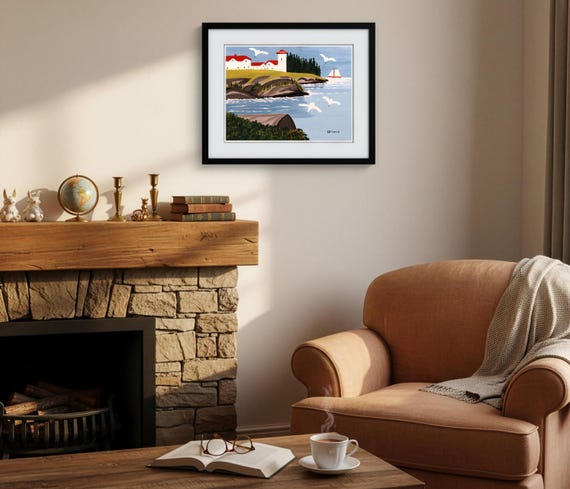 Maud Lewis, Harbour Scene with Sailboat-1958  | Vintage Canadian Folk Art