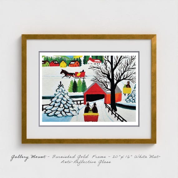 Maud Lewis Winter Sleigh Ride Print: Nova Scotia Folk Art