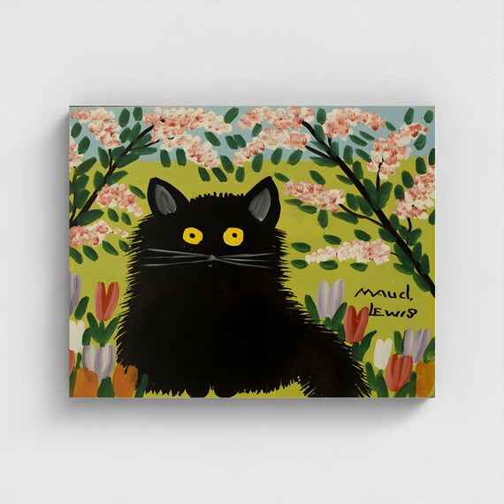 Maud Lewis, One Black Cat - 1964 | Vintage Canadian Folk Art